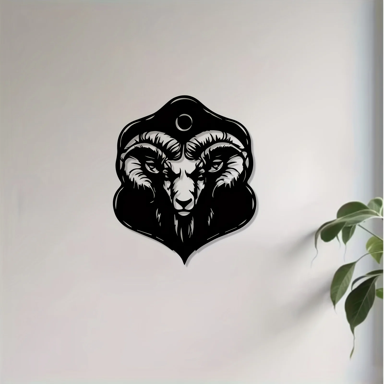 Ram metal wall art, sheep head iron wall decor, farmhouse ram silhouette mural, rustic outdoor garden metal sculpture