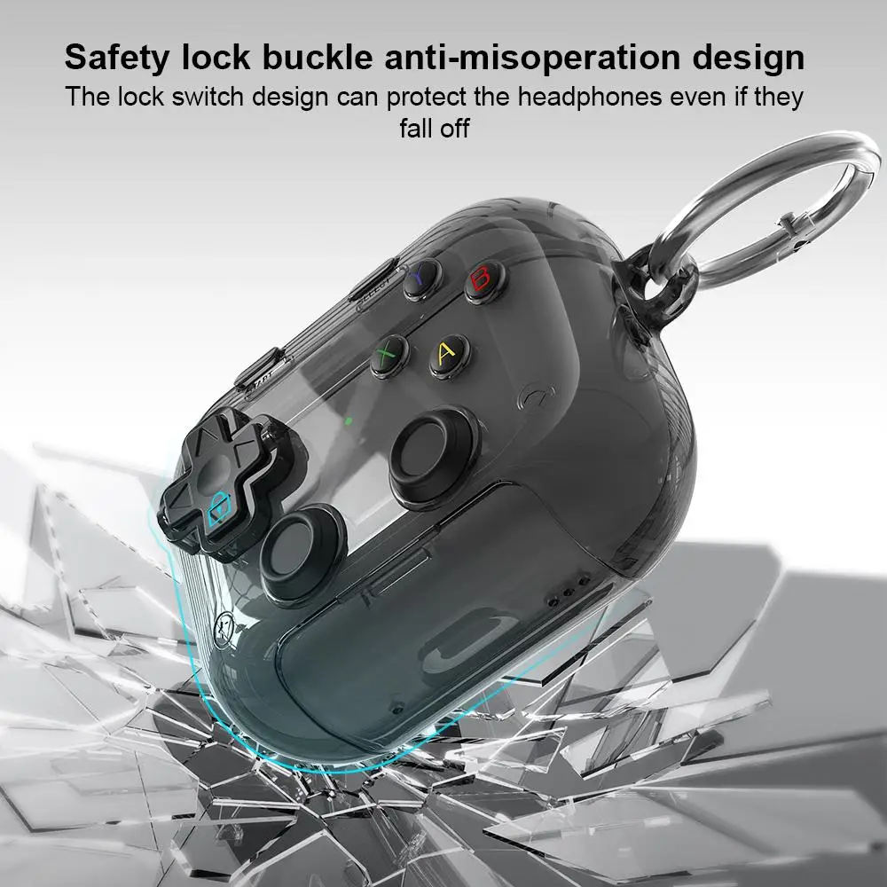 XDcase Transparent Retro Game Console Design Earbuds Case For AirPods Pro 3 / 4 / Pro 2 / 1 with Holder & Stress Relief Button view 6