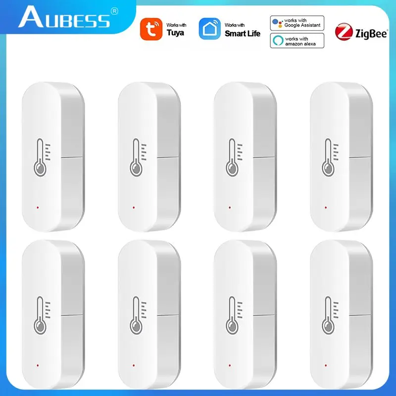 Aubess Tuya ZigBee Smart WiFi Temperature Humidity Sensor Smart Home Security Without Battery Work With Zigbee Gateway Set