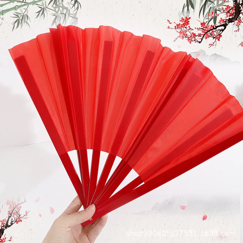 Large Kung Fu Sound Fan Plastic Bone Martial Arts Performance Elegant Hand Folding Stage Fan Opera Magic Props Summer Cool Fans