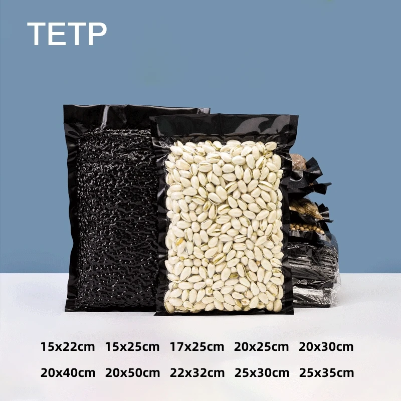 

Вакуумные пакеты TETP, 100 шт., черные, нейлоновые, с текстурой, для домашнего использования, для хранения колбас, фруктов, мяса, курицы, свежих продуктов, для малого бизнеса