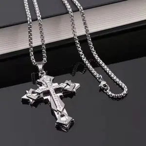 Kualitas Tinggi Cross Titanium Steel Non Fading Necklace, Rantai Liontin hip-hop Pria yang Mendominasi dan Trendi, Pria Wanita Tampan Baru 10 liontin ortodoks penjualan terbaik - №