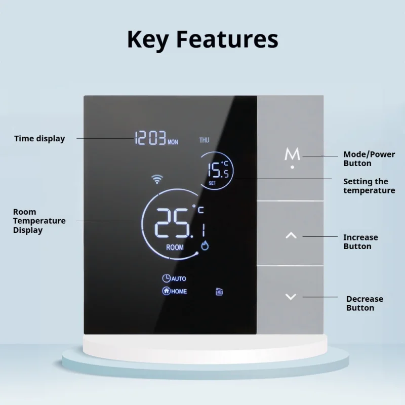 LCD Smart Thermostat for Electric & Water Floor Heating,Tuya WiFi APP/Voice Remote Control Smart Home Temperature Control System