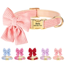 Personalized Dog Collar Big Bowtie Pet Dog ID Collars Free Engraving Cute Bowknot For Small Medium Dogs Cats Pet Accessories