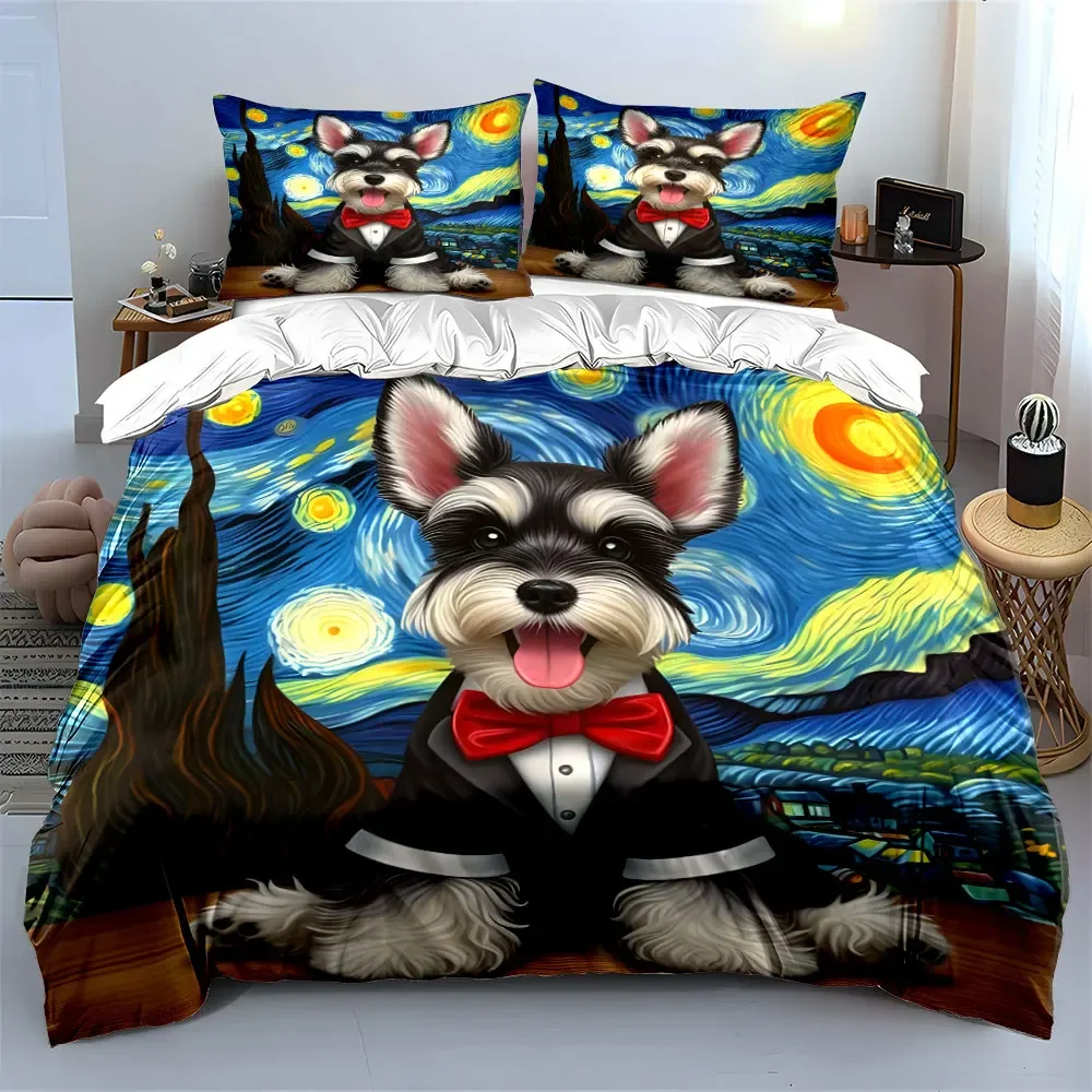 "Starry Night Dog Art Prints" Soft Comfortable Duvet Cover Bedding Set Included 1*Duvet Cover & 2*Pillowcases, gift