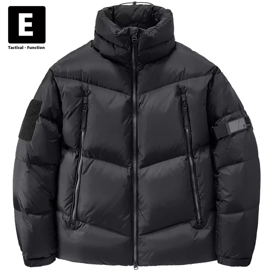 Winter Down Jacket Men Techwear Cargo Down Coat Fashion Casual Puffer Jacket Male Tactical Function