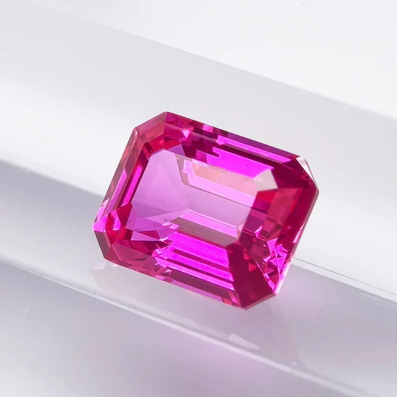 New Lab Grown Sapphire Hot Pink Color Emerald Cut VVS1 DIY Jewelry Making Bracelet Rings Materials Selectable AGL Certificate