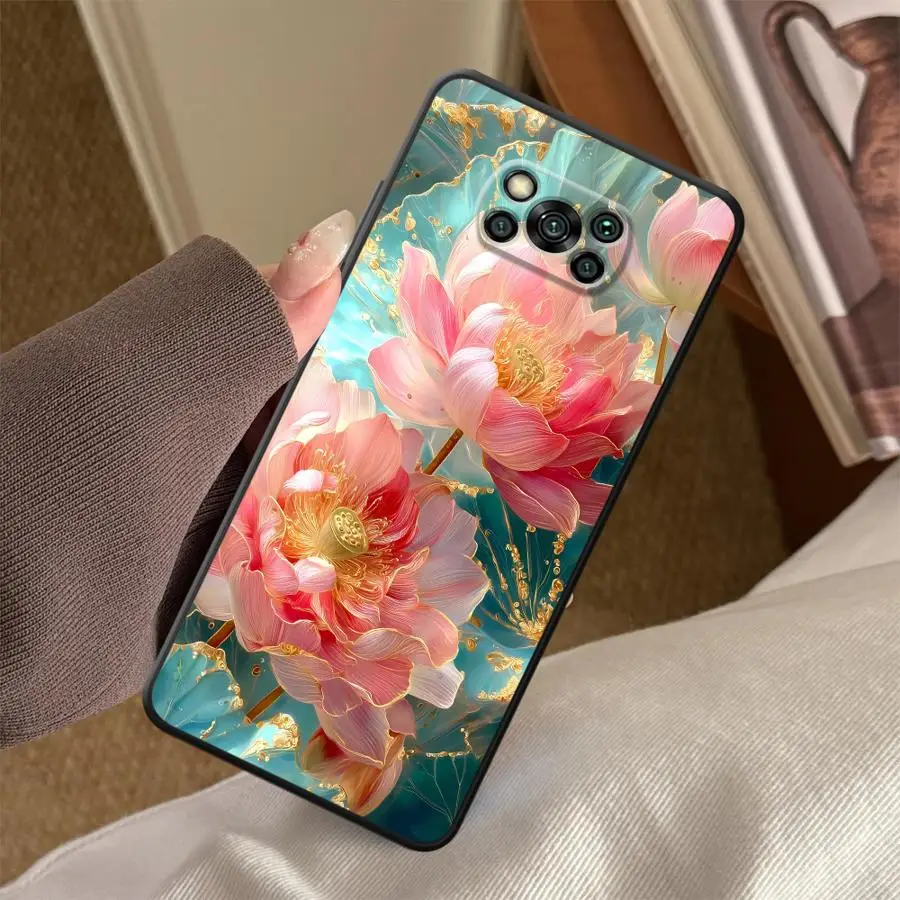 Beautiful Lotus Flowers Case for Xiaomi Poco F8 F3 C50 C61 C75 X3 X4 X5 X7 Pro F1 M3 M4 M7 M5 Funda Phone Cover C71 view 3