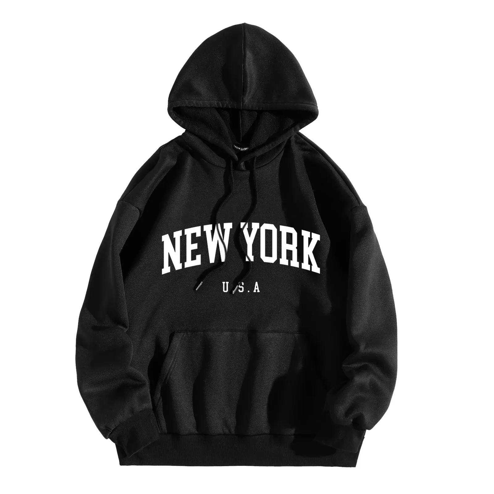 New York Letter Printrd Streetwear Sweatshirt For Men Fashion Oversized Clothing Personality Soft Letter Print Casual Hoodies