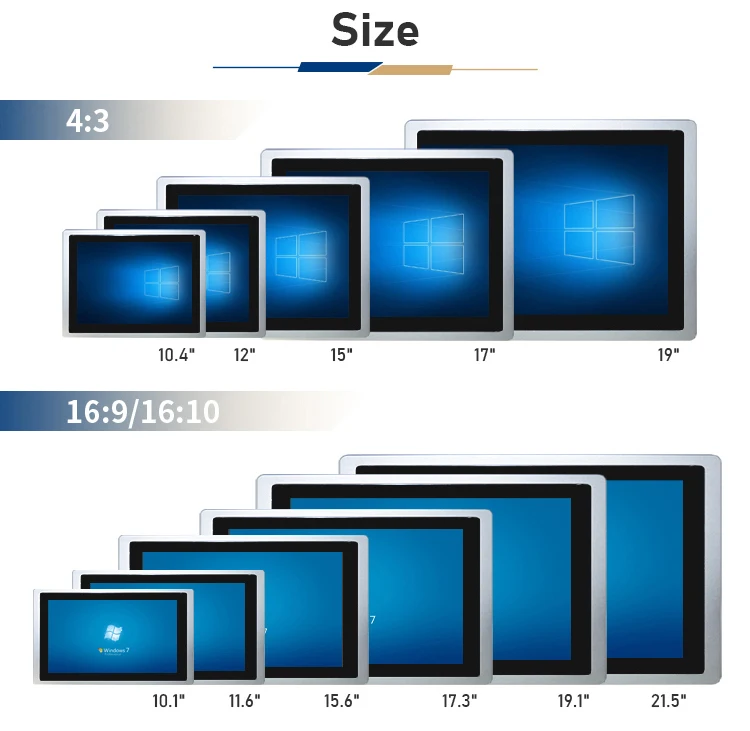 10.4 بوصة X86 Linux OS Android الكل في واحد شاشة تعمل باللمس كمبيوتر صناعي IP65 غلاف أمامي مسطح مع لوحة مدمجة بالسعة في المخزون