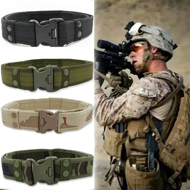 

New Combat Canvas Duty Tactical Sport Belt with Plastic Buckle Army Tactical Military Adjustable Outdoor Fan Hook Loop Waistband