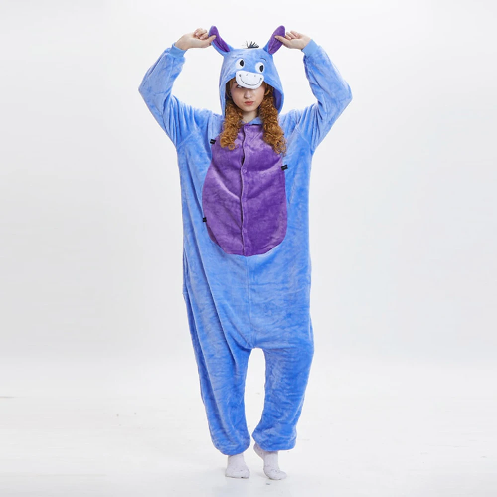 Unisex Erwachsene Stram pler Tier Halloween Kostüm Plüsch warme Weihnachten einteilige Pyjamas Nachtwäsche Cosplay Anzug für Frauen und Männer