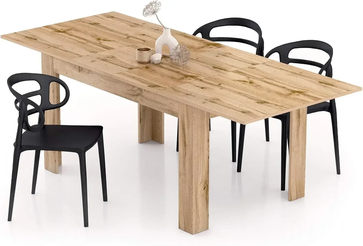 BestsellerBestsellerExtendable Dining Table, 55,1(86,6) x35,4 in, Rustic Oak, for 6-10 People, Expandable Dining Table for Kitch