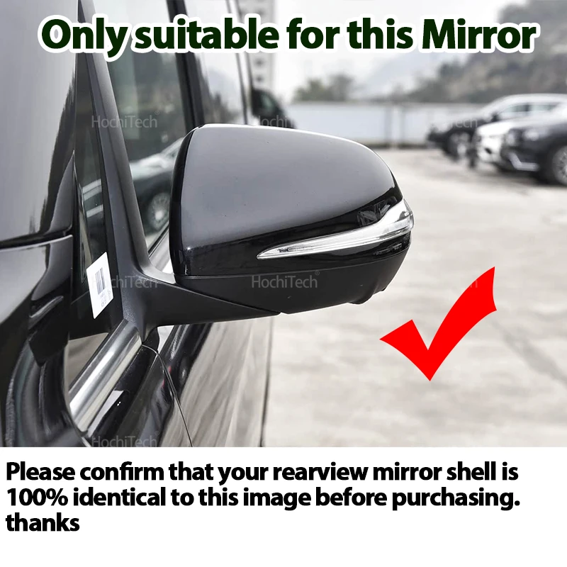 2x Carbon Fiber Pattern Mirror Cover Black Mirror Cover Overlay for Mercedes-Benz V-Class Vito EQV W447 2014-2024