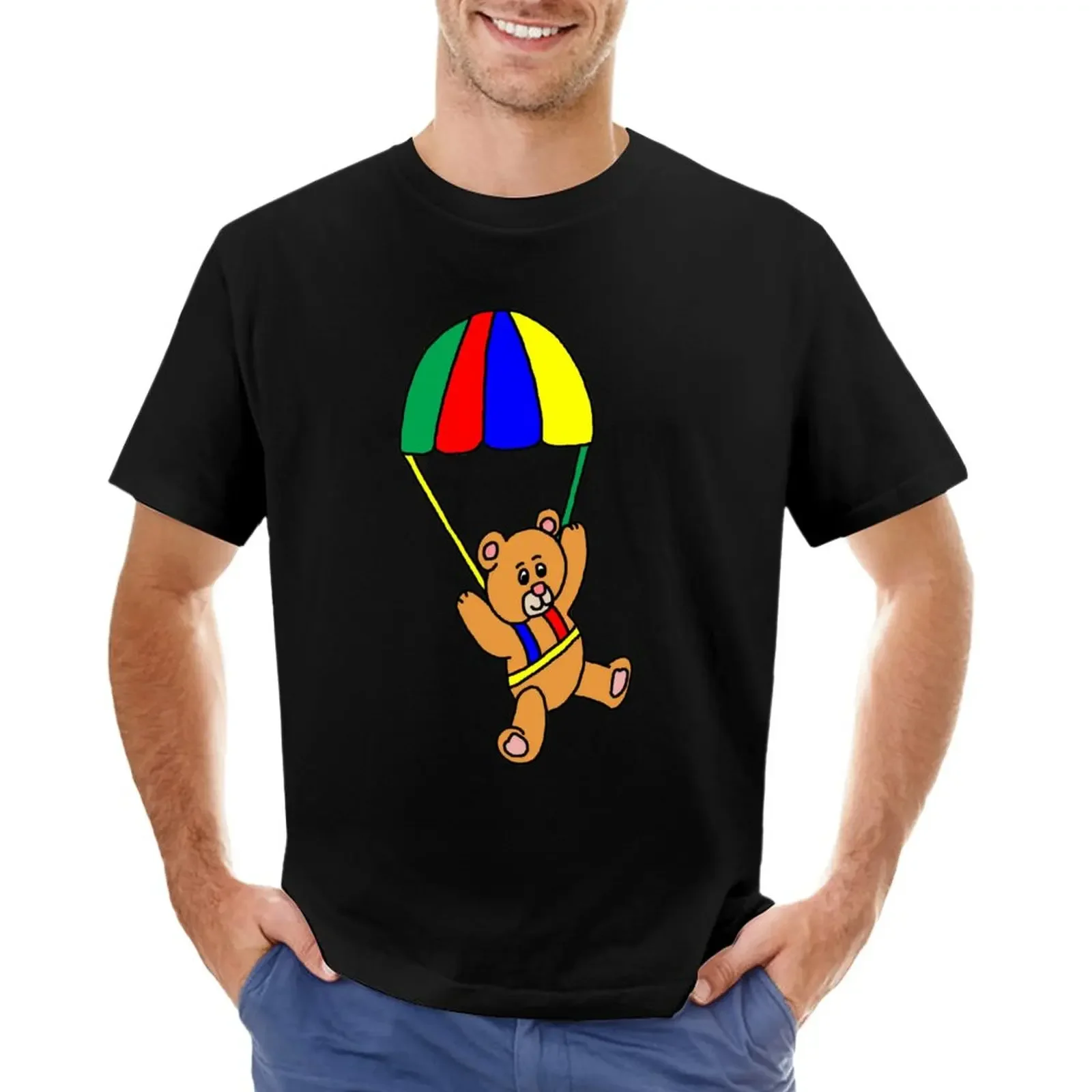 Parachuting Bear T-Shirt aesthetic clothes customizeds Aesthetic clothing plus size tops black t shirts for men