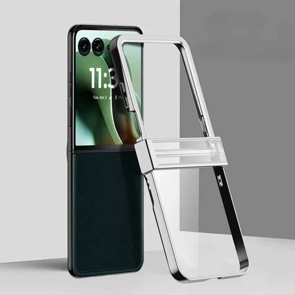 Galvanisierte transparente Scharnier-Schutzhülle für Motorola Razr 60 50 40 Ultra Moto Razr 60 50 40 Hartschalen-Handyhülle