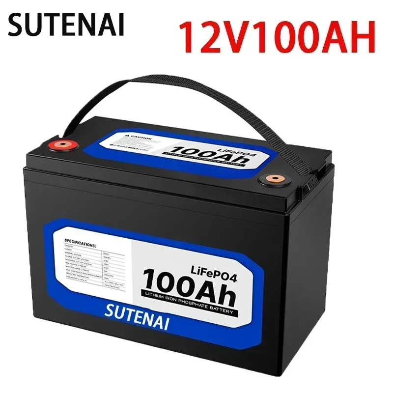 Batteria al litio ferro fosfato 12V 100Ah LiFePO4 batteria BMS LiFePO4 integrata per sistema di energia solare motore a traina RV House