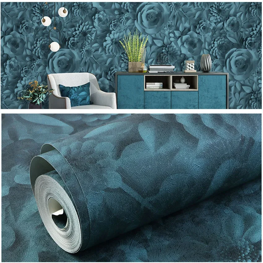 

luxury Wall Papers Home Decor 10m Embossed Thick 3d Wallpaper for Living Room Floral Sofa TV rollo papel mural non adhesivo Roll