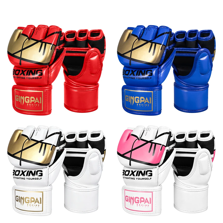 Half Mitts MMA Fighting Kick Boxing Gloves,Fingerless Punching Heavy Bag with Paddding Gloves for Kickboxing Sparring Muay Thai