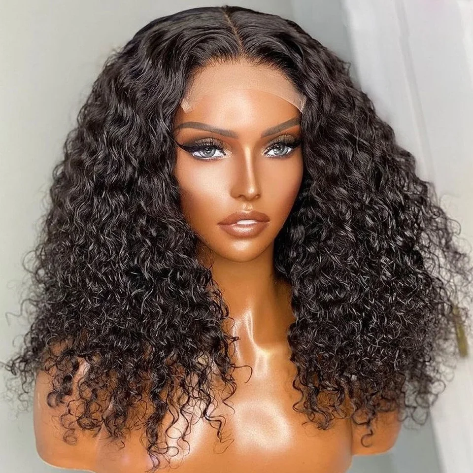 

180Density Long Soft Naural Black Glueless 26“ Kinky Curly Lace Front Wig For Women BabyHair Preplucked Heat Resistant Daily