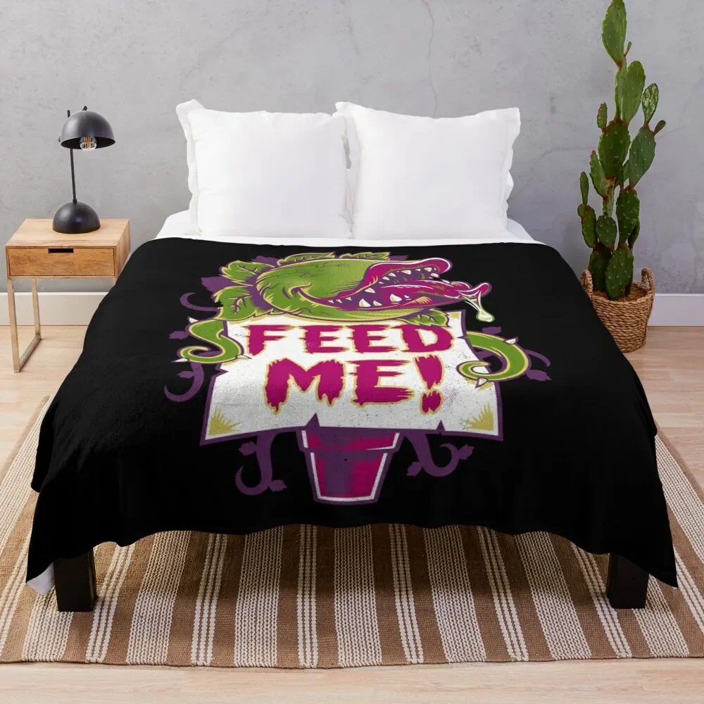 

Feed Me - Creepy Cute Audrey Plant - Vintage Spooky Horror Musical Throw Blanket Soft Summer Hair Blankets