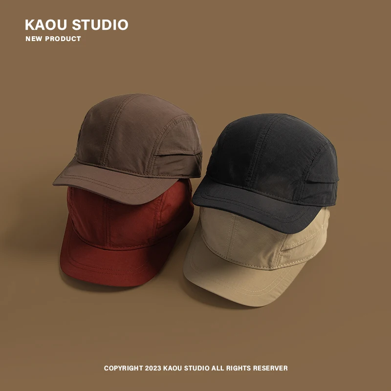 레트로 짧은 챙 모자 남자 일본 얇은 여름 태양 보호 피크 캡 여성을위한 야외 빠른 건조 야구 모자