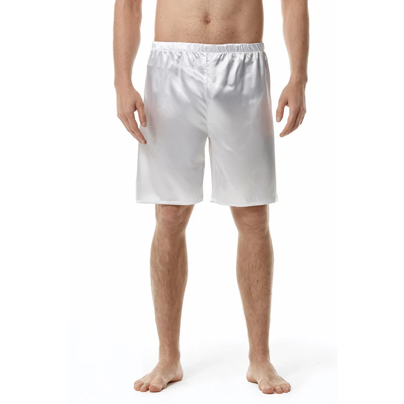 Pijama de cetim de seda dourada, calças curtas masculinas, casual, suave, confortável, casa relaxada, calças de dormir, roupa íntima para homens, novo