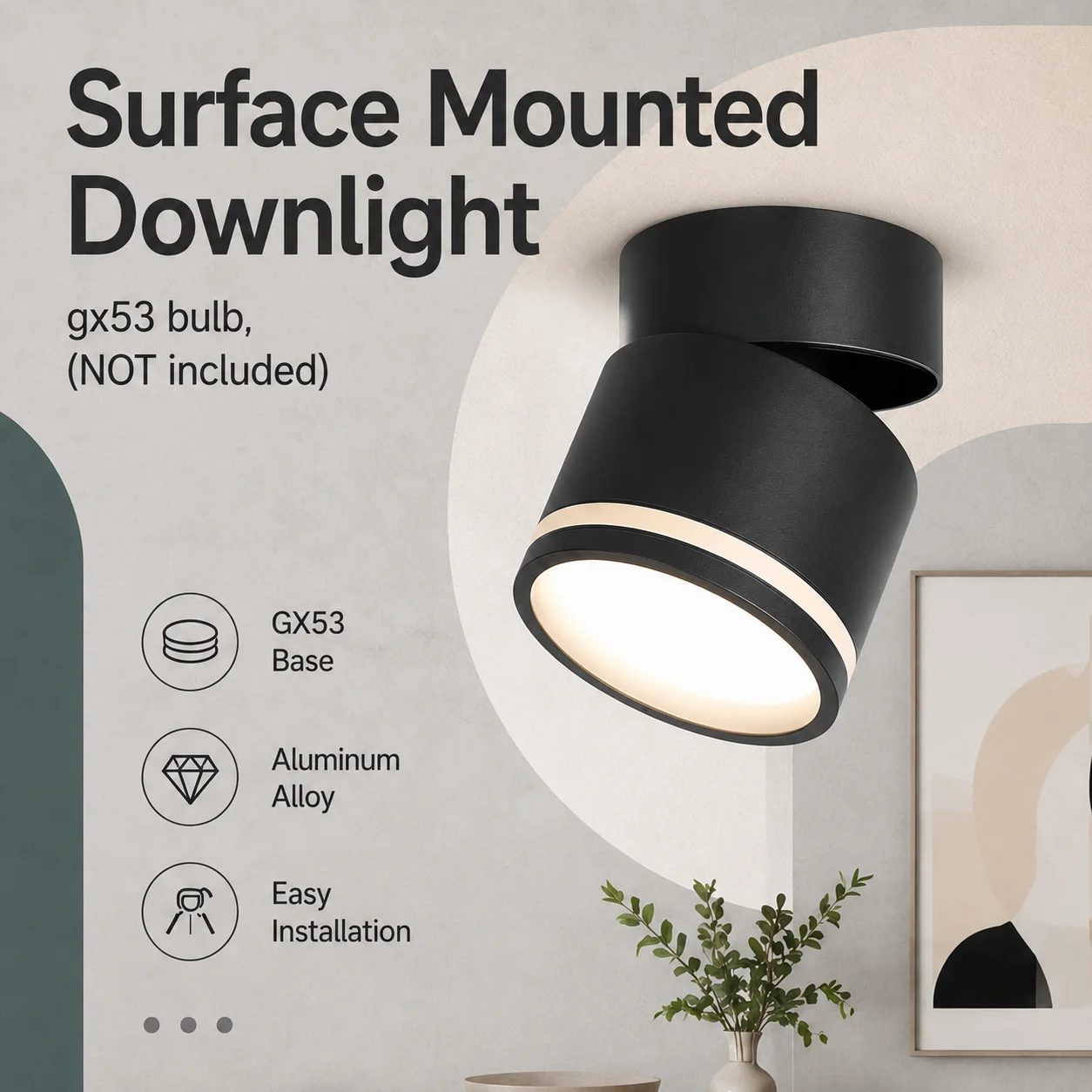 Surface Mounted Downlight Replaceble GX53 Bulb Foldable Ceiling Lamp Indoor for Bedroom Kitchen Corridor LED Spot Downlight