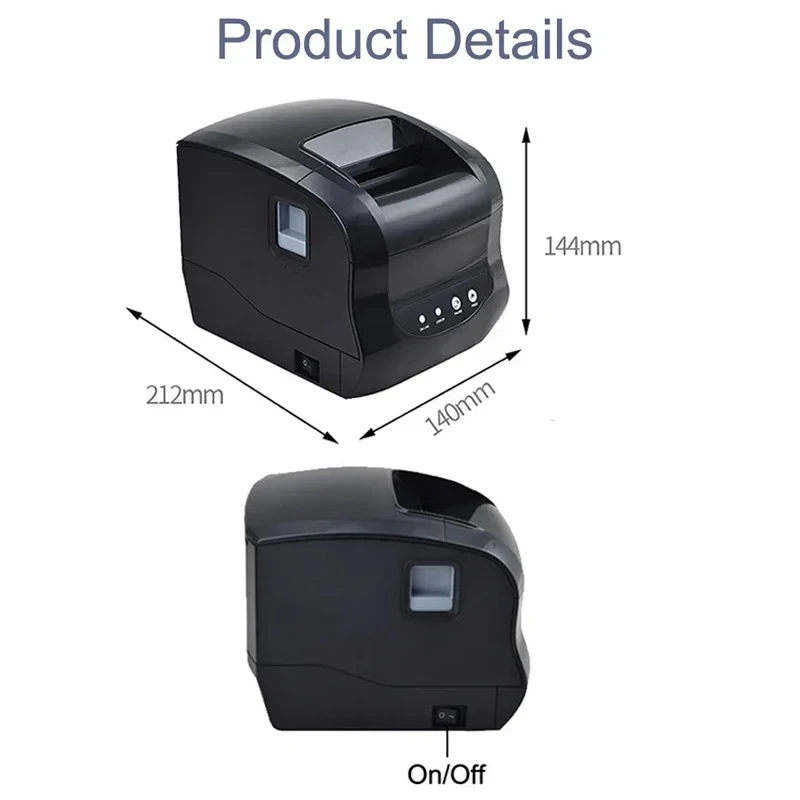 Xprinter 365B Label Printer Thermal Barcode Receipt Printer Sticker Printer 20-80mm Paper in Supermaket For Windows/Linux