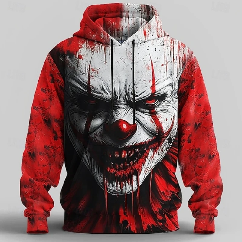 

Men's Hoodies Funny 3D Clown Print y2k Clothes Hip Hop Trend Pullover Autumn and Winter Casual Sweatshirts Fashion Loose Hooded