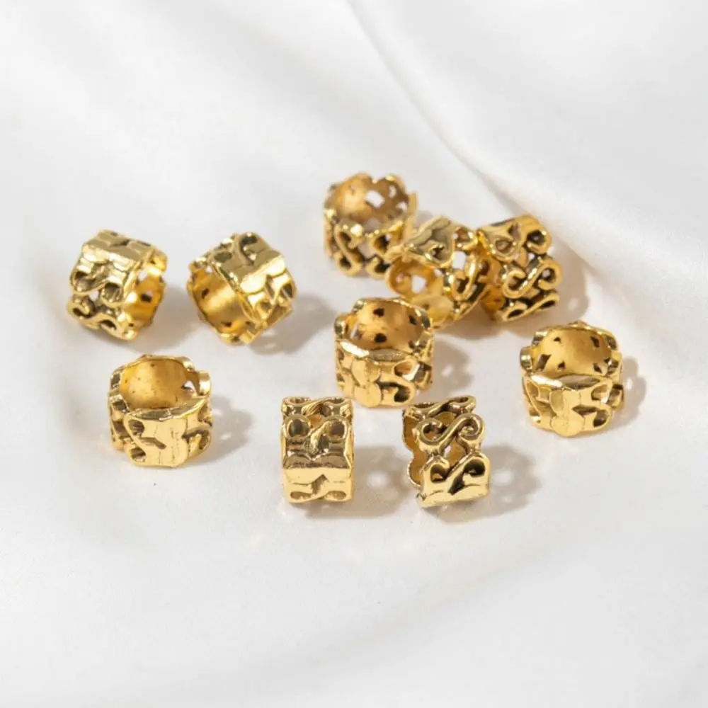 10pcs/set Retro Alloy Hair Beads Silver Golden Braid Dreadlocks Bead Hair Ring Clips Party