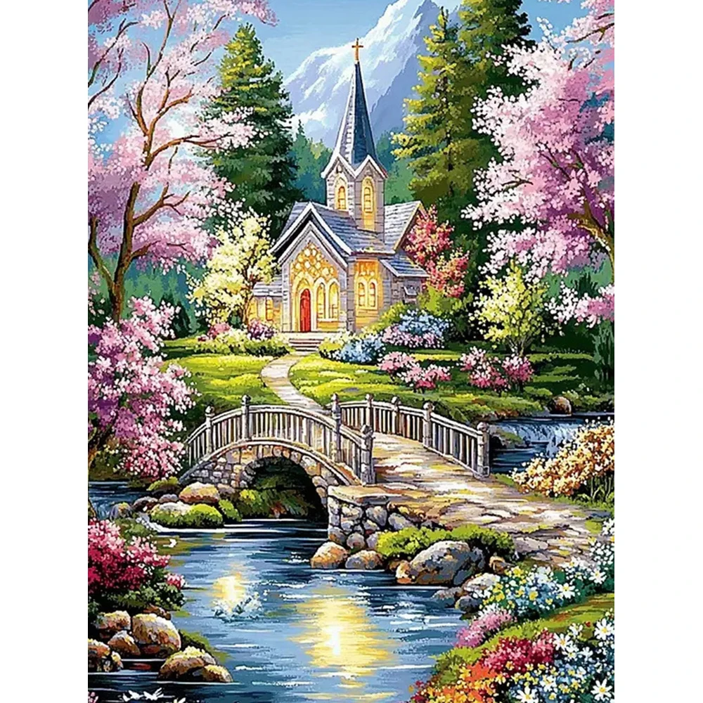 

Momoart House Diamond Painting Landscape New Arrival DIY Diamond Mosaic Garden Suitable for Beginners Embroidery Holiday Gifts