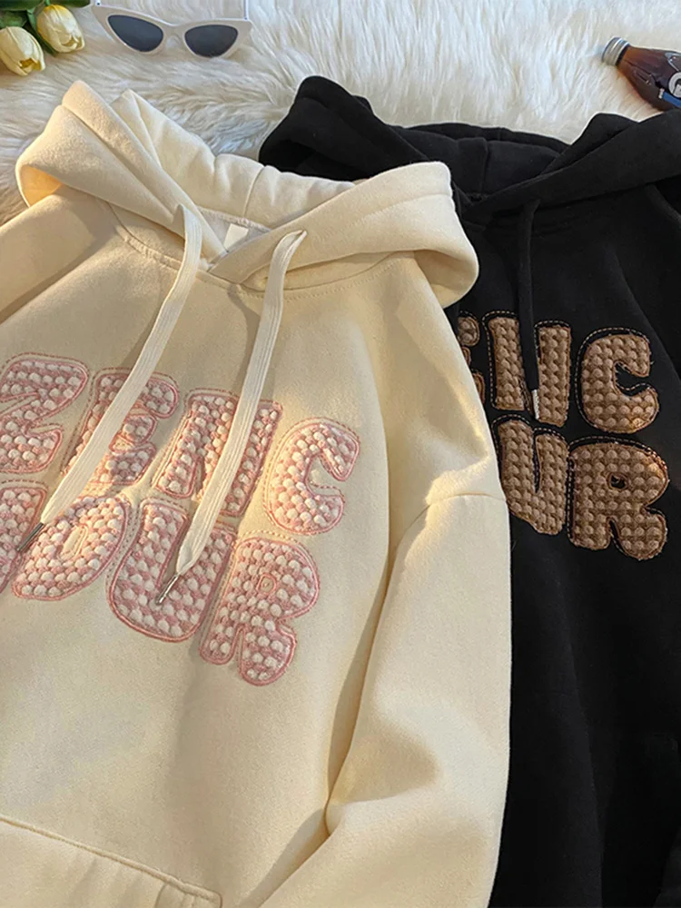 

Мужская толстовка оверсайз для весны и осени в американском стиле с вышивкой пачули, парная, свободного кроя