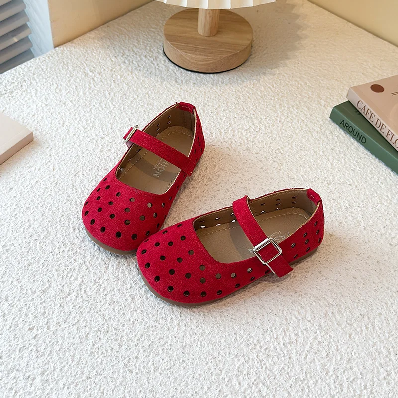 New Soft Soled Hollow-out Girls' Leather Shoes for Toddlers, Princess Baby Shoes, Kindergarten Footwear3654