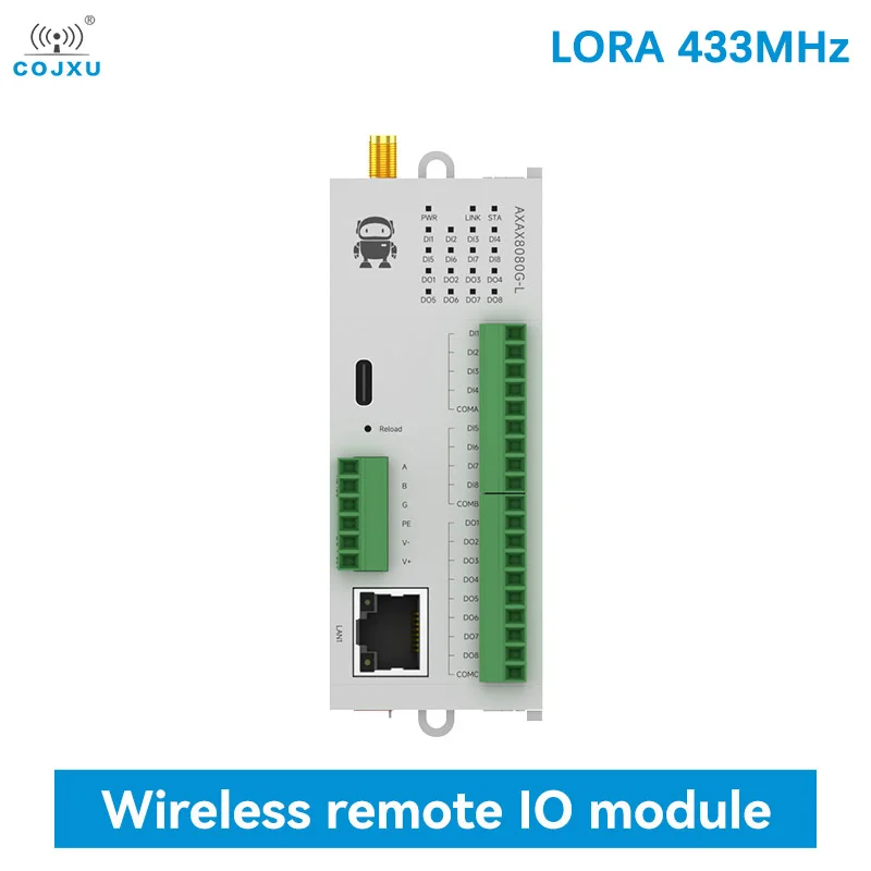 8DI + 8DO LoRa 433MHz Gedistribueerde externe IO-module COJXU M31-AXAX8080G-L Hostmodule LoRa RJ45 RS485 Ondersteuning Modbus TCP RTU