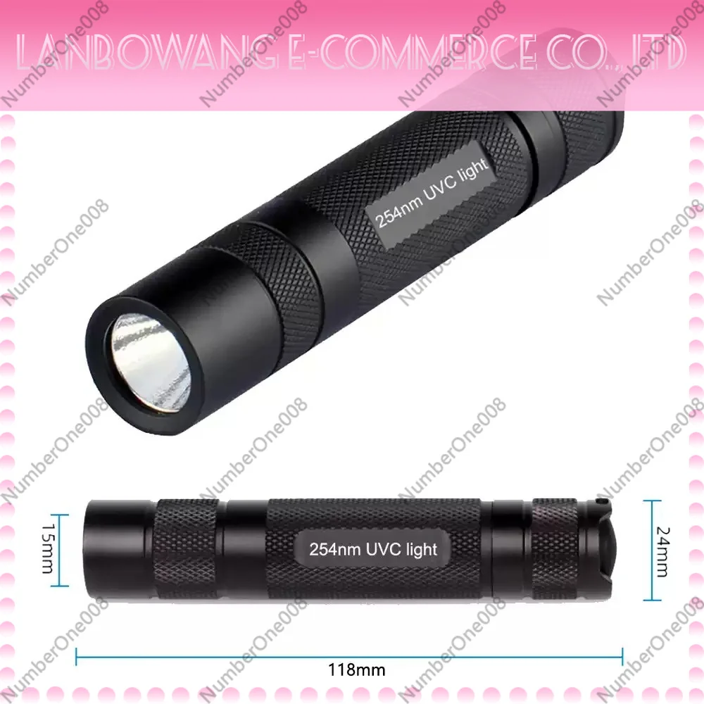 SW 254nm UVC LED Flashlight High Power Shortwave UV Torch Lamp for Fluorescent Minerals Phosphor Detection