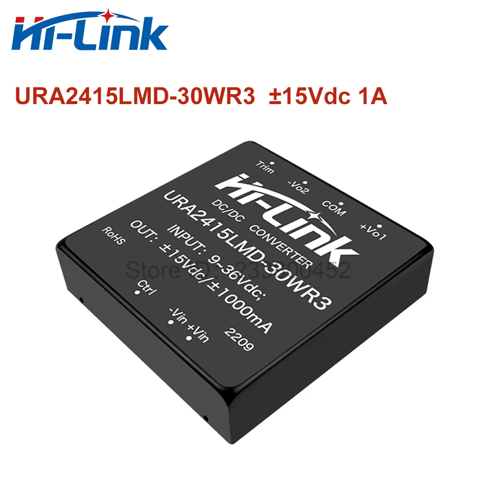 

Hi-Link Dual Output URA2412LMD-30WR3 URA2415LMD-30WR3 30W 12V 1.25A/15V 1A DC-DC Power Supply Module 9~36Vdc