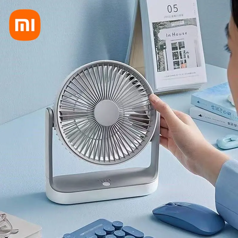 Xiaomi EDON Desktop Fan USB Rechargeable Mute Electric Fan 4 Gear Speed Wall Hanging Portable Mini Fan Office Home Car