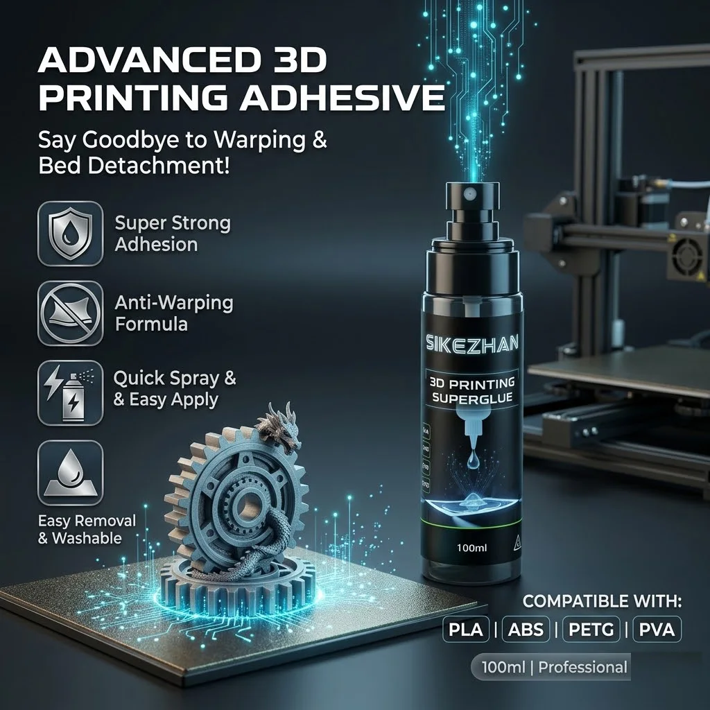 

3D Printer First-Layer Adhesive, Professional Anti-Warp Bed Glue for PLA ABS PETG, Clean Removal After Cooling, Glass/PEI