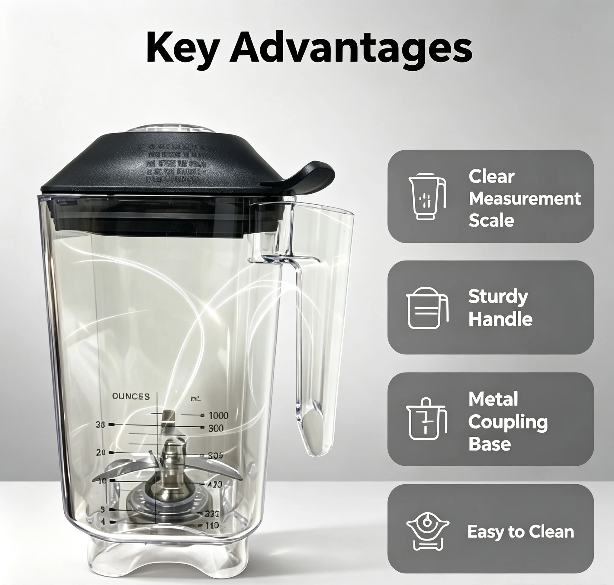 Replacement Mixing Cup with Mixing Blade, Original Accessories Fitted for KPS KS-10000 Blender Mixer Machine, Thick and Durable