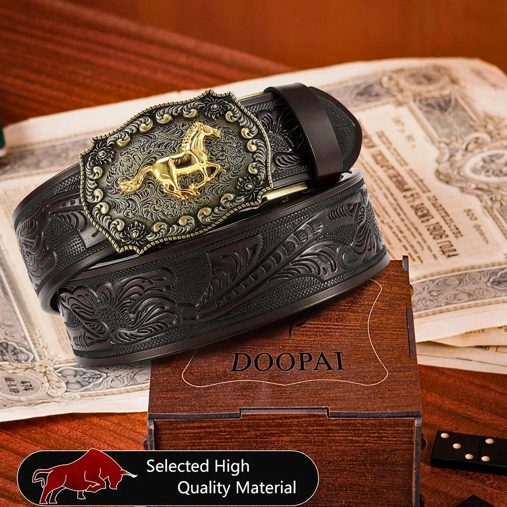 Herren Vintage Western Windgürtel PU-Ledergürtel Hauptkörper Metallschnalle Hochwertiger Herrengürtel – Detail 9
