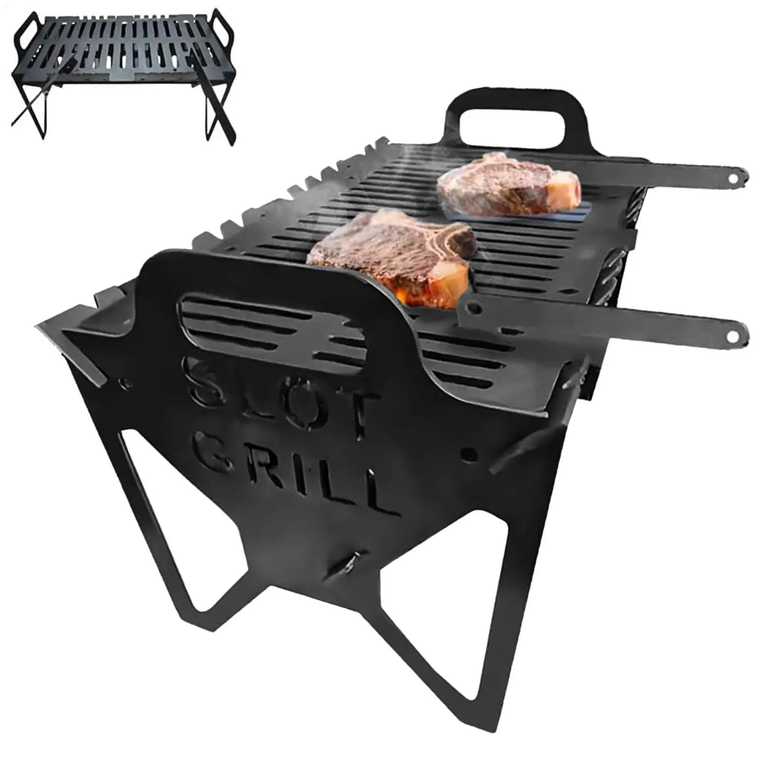 

Foldable BBQ Grill Small Metal Portable Charcoal Grill Roasting Stand Smoker Accessory Compact Holder For Balcony Apartment