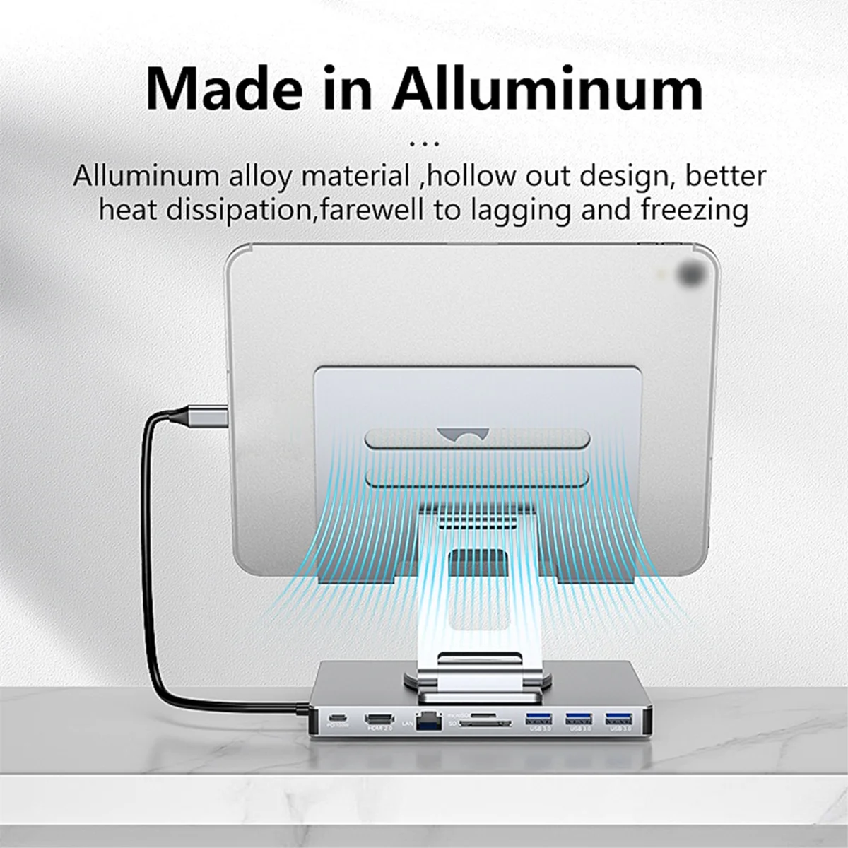 

N33R_9 в 1 USB C-концентратор с 360° ° Вращающаяся подставка для планшета iPad Pro