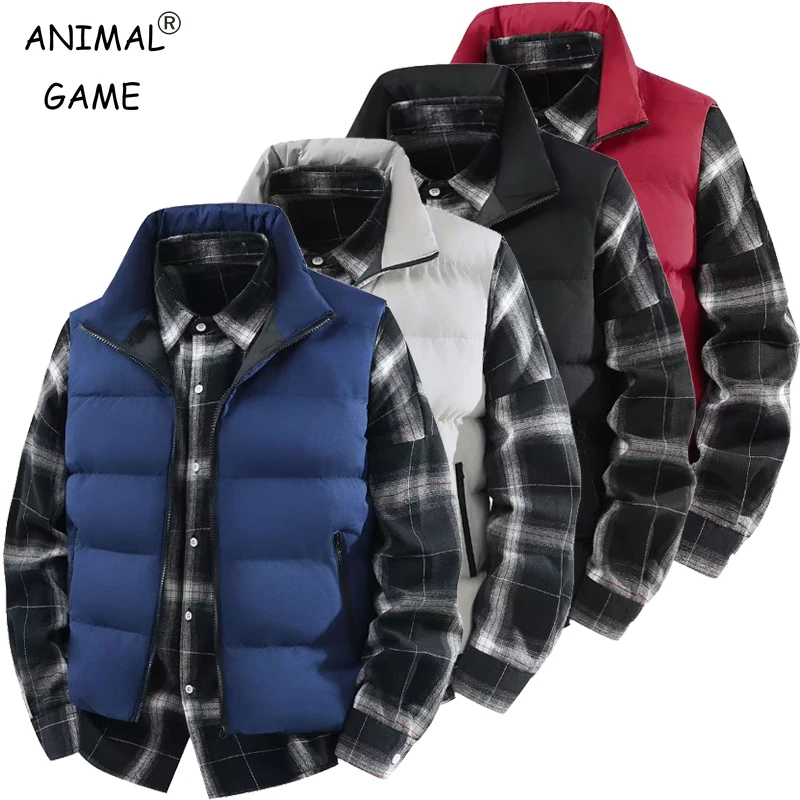 

Мужские куртки-жилеты, облегающие стеганые пальто без рукавов на молнии для мужчин, водонепроницаемое уличное легкое пальто, теплая стеганая куртка