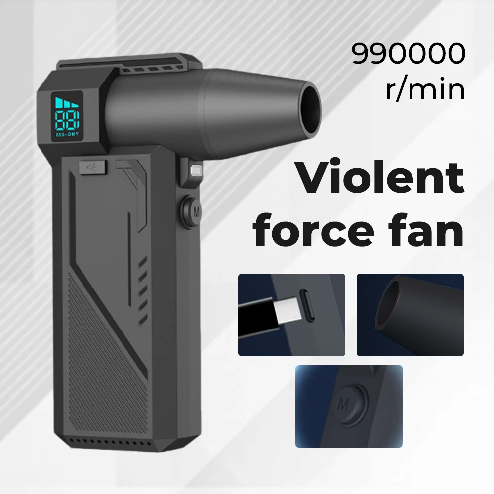 

Турбоструйный вентилятор 990000 об/мин, бесщеточный двигатель, мощный воздуходувка, 10000 мАч, цифровой дисплей, сильный бриз, высокоскоростной автомобильный турбовентилятор