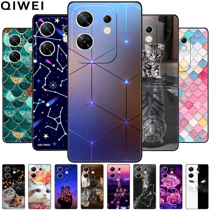 For Infinix Zero 30 4G Case Black TPU Soft Silicone Phone Back Cover for Infinix Zero30 4G Capa X6731B Shockproof Shell Cute Cat