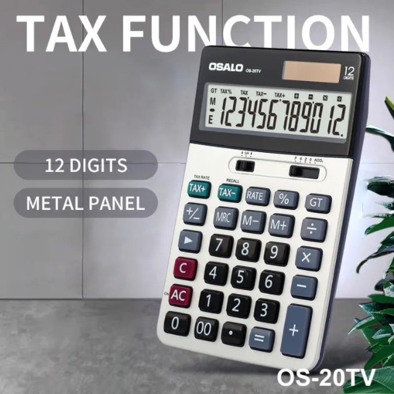 OS-20TV Office Desktop Calculator Tax Rate Calculation 12 Bit Large Screen Accounting Solar Computer Calculators