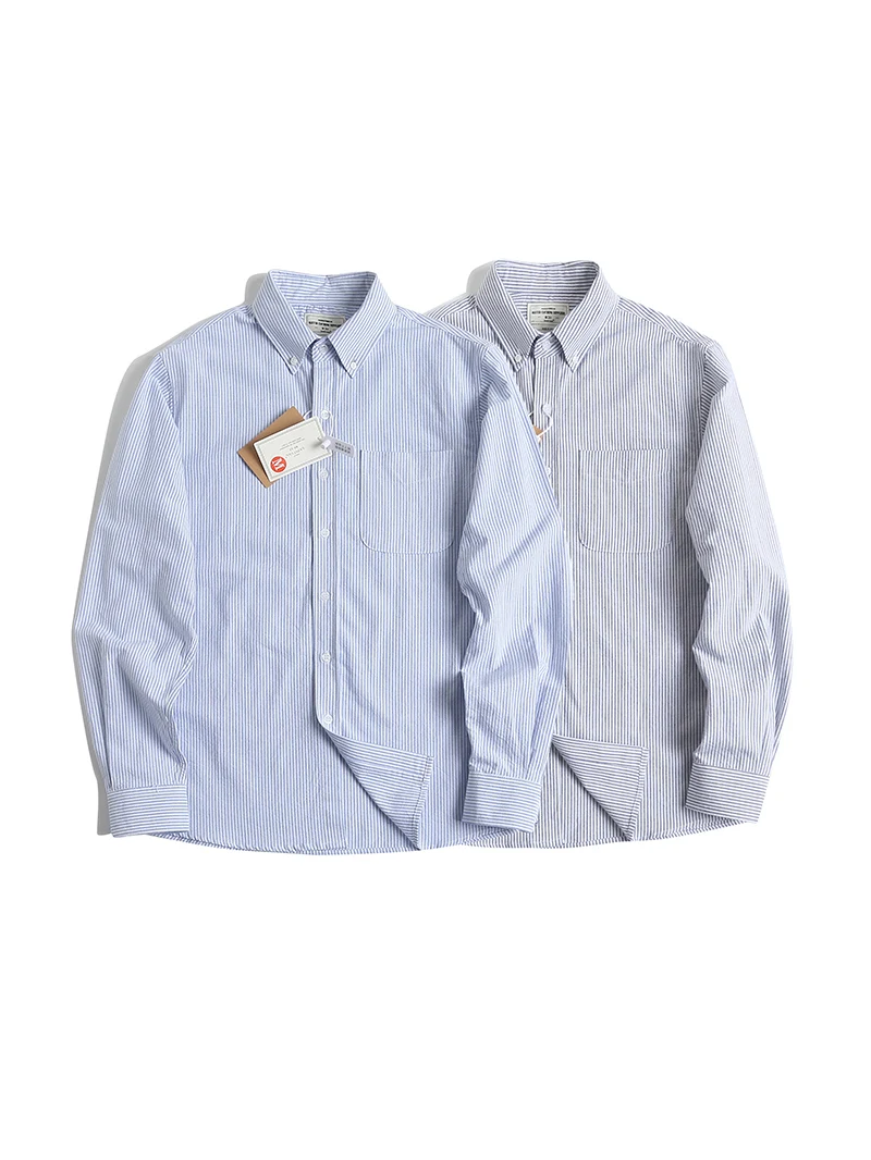 

Saintvan Classic Ox Cloth Striped Long Sve Casual irt ex Хлопок Весна Осень Тяжелый модный Busin S...