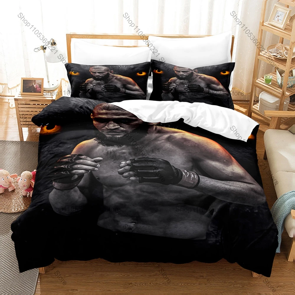 Personality Khamzat Chimaev Bedding Set New Duvet Cover Pillowcase Champion Borz Fans Gift Twin Full Queen King Fight Fans Wrest