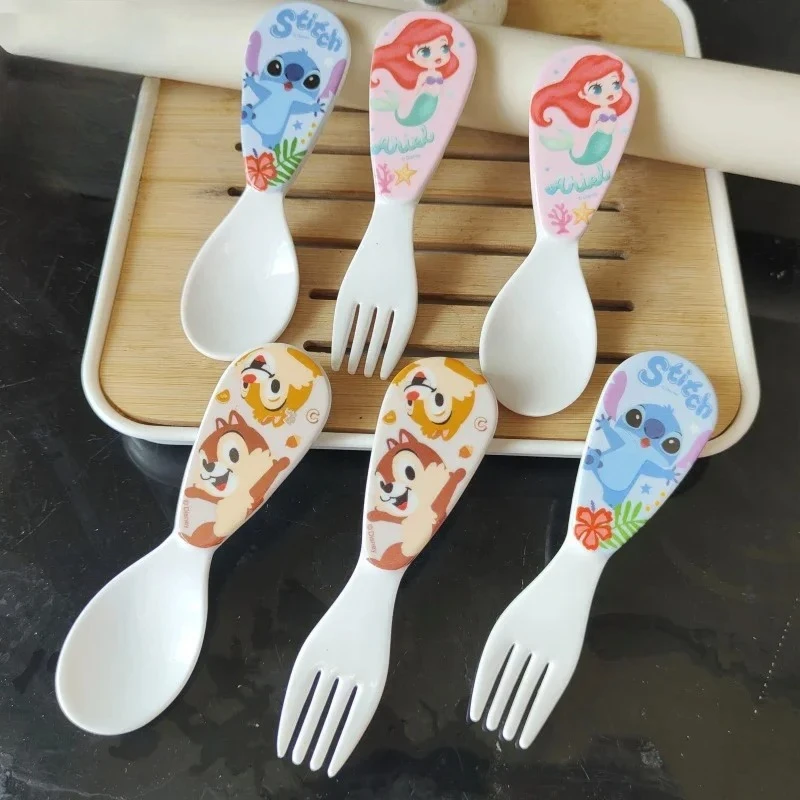 

Disney Baby Complementary Food Tableware Small Handle Spoon Fork Heat-resistant Drop Resistant Children Adult Fruit Yogurt